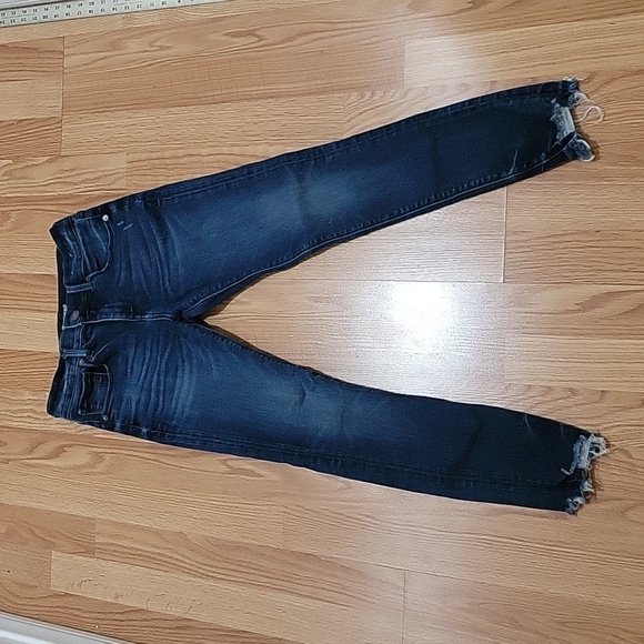 Express womens size 2R ankle legging mid rise dark wash raw hem jeans - Picture 1 of 6